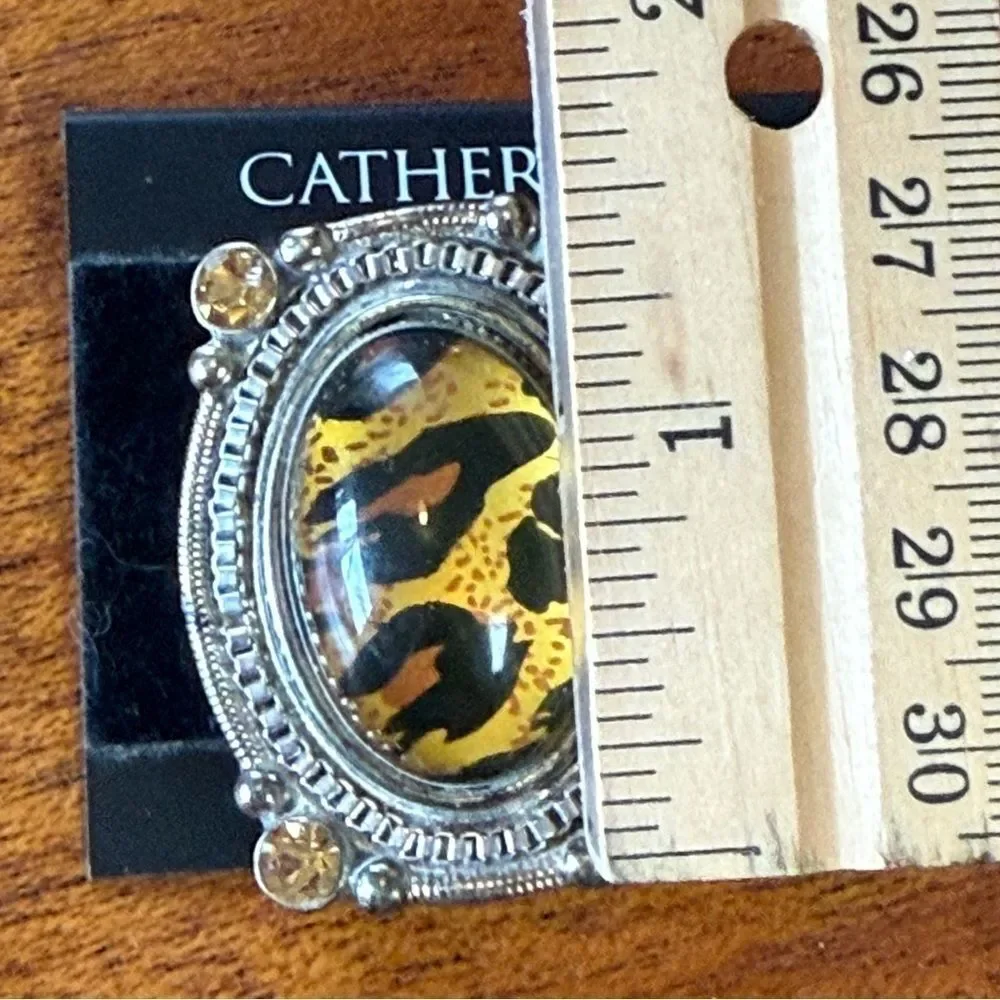 NWT Catherines Silver and Gold Leopard Print Stretchy Ring
